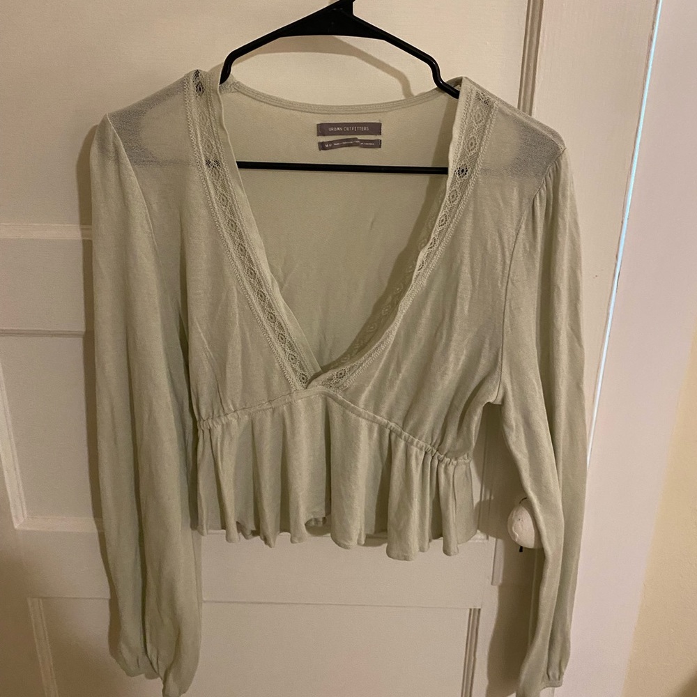 Urban outfitters mint green long sleeve lace shirt size M
